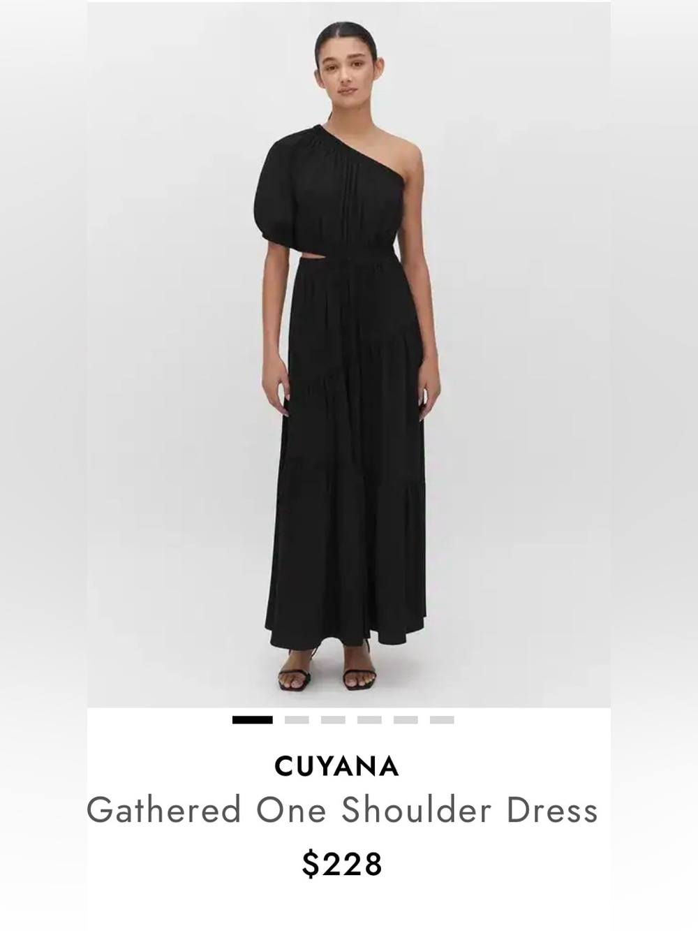Cuyana One-Shoulder Black Tiered Maxi Dress    Size L